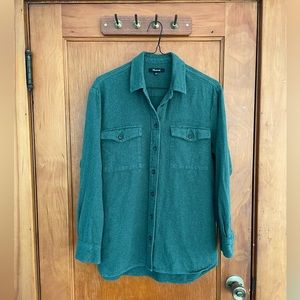 Madewell forest green flannel button down